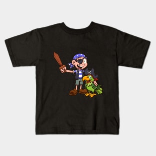 Pirate Kid And Parrot Kids T-Shirt